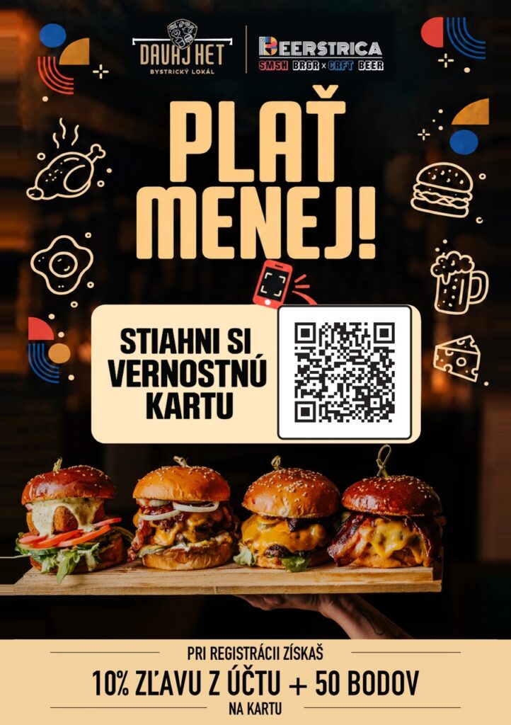 Vernostná karta Davaj Het a Beerstrica: 10 % zľava a 50 bodov pri registrácii.